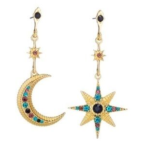 Crystal celestial Star & Moon Earrings Eye Candy new in box